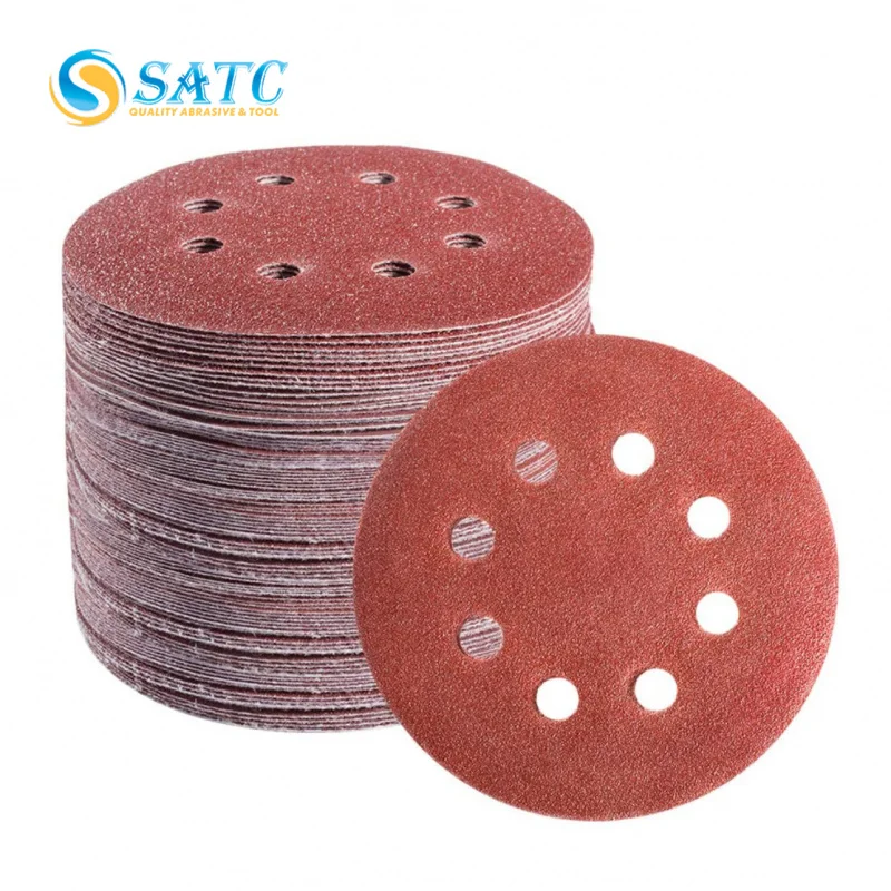 72pcs-set 1440pcs-carton 5 Inch 8 Hole Hook and Loop Sandpaper for Random Orbital Sander 40 60 80 120 180 240 320 grits