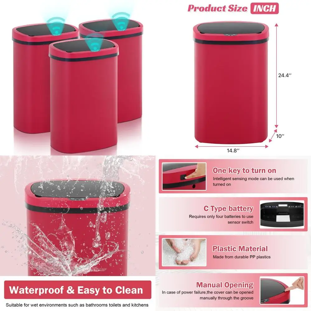 

50l smart motion-activated trash bin for kitchen, office, and home