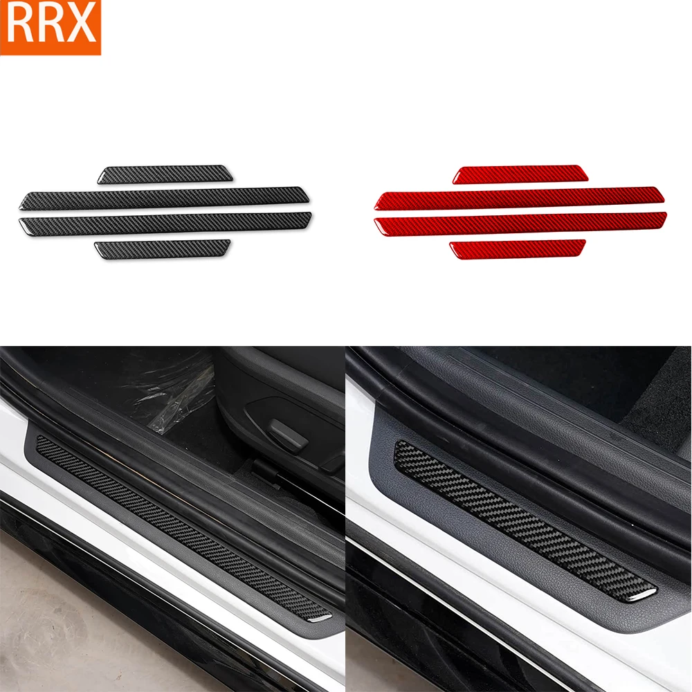 For Hyundai Sonata DN8 10th 2020-2023 Real Carbon Fiber Stickers Door Welcome Step Panel strip Car Accessories inside decorative
