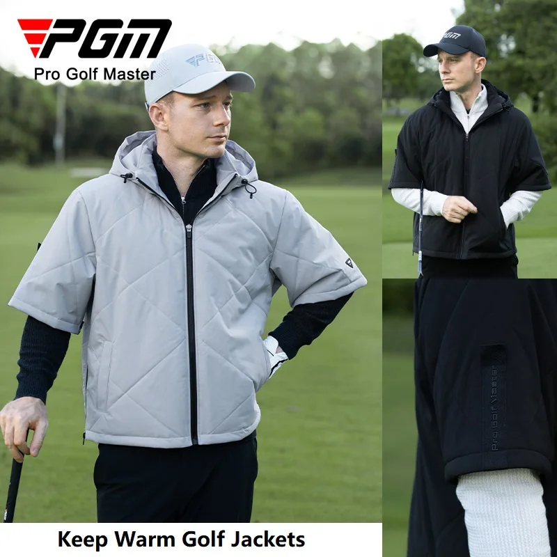 PGM Golf Apparel Mens Thicken Warm Jackets Winter Male Hooded Detachable Golf Coat Windproof Lightweight Sports Outerwear