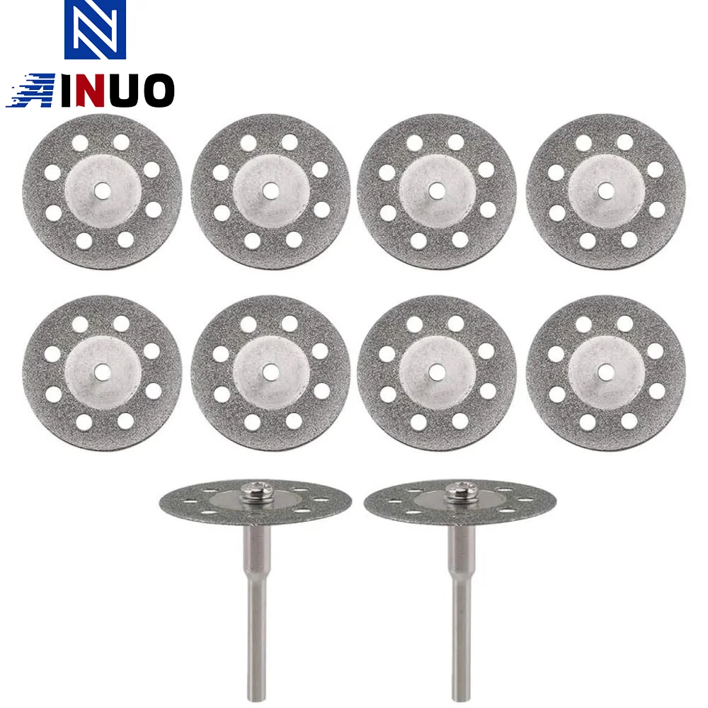 10Pcs 22mm Cutting Disc Circular Saw Blade Metal Cut Off Abrasive Tools For Dremel with 2Pcs rod Rotary Tool cutting blade