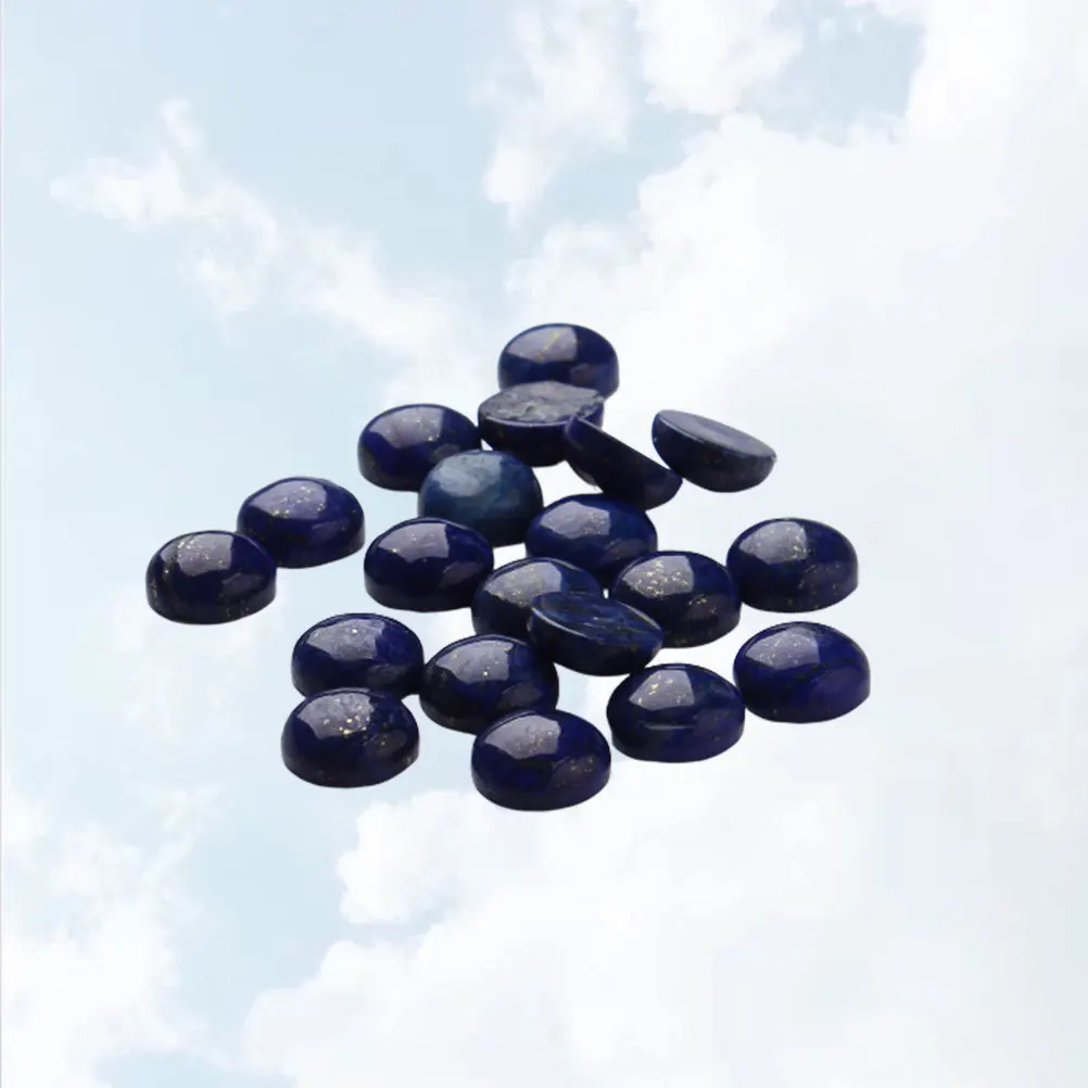 

20Pcs Round Lapis Stone Cabochons 0.8cm Half Round Flat Base for Jewelry Making DIY Crafts Earring Clock Vase Decoration