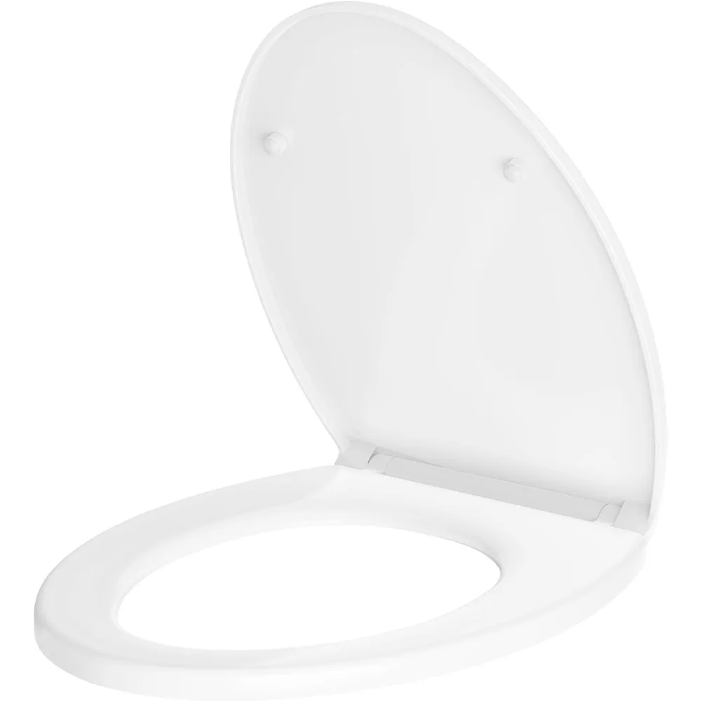 Garvee Siège de toilette universel ovale renforcé à double couche en PP, couvercle de toilette solide et durable avec charnières antidérapantes, installation rapide, nettoyage facile, pour toilettes standard
