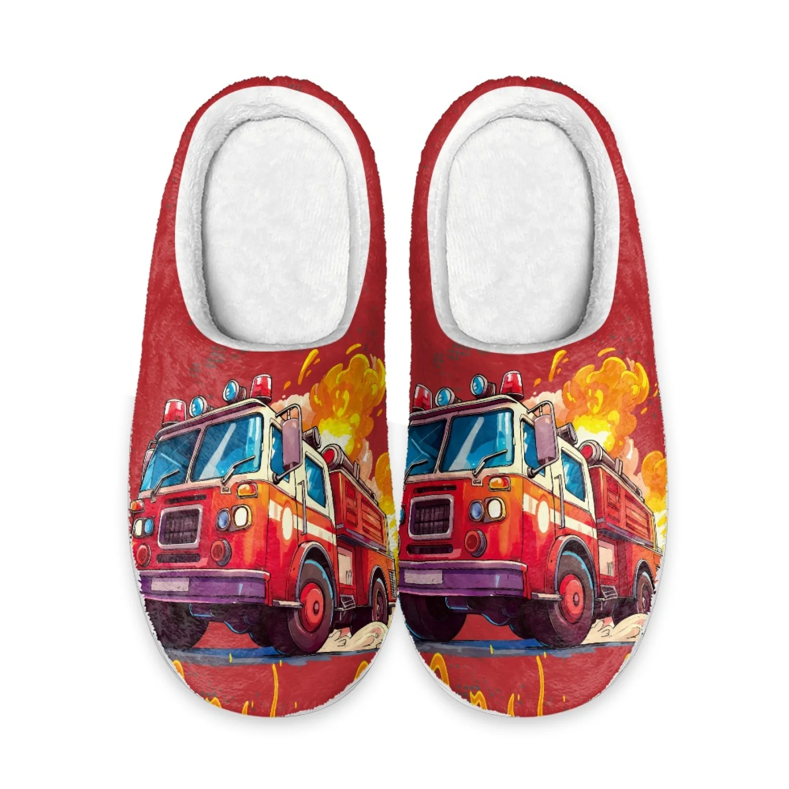 PENSTROLL Fire Truck Flame Art Wfh Cozy Essentials Slippers Cotton Slippers for House Cozy Winter Gifts For Women Slippers