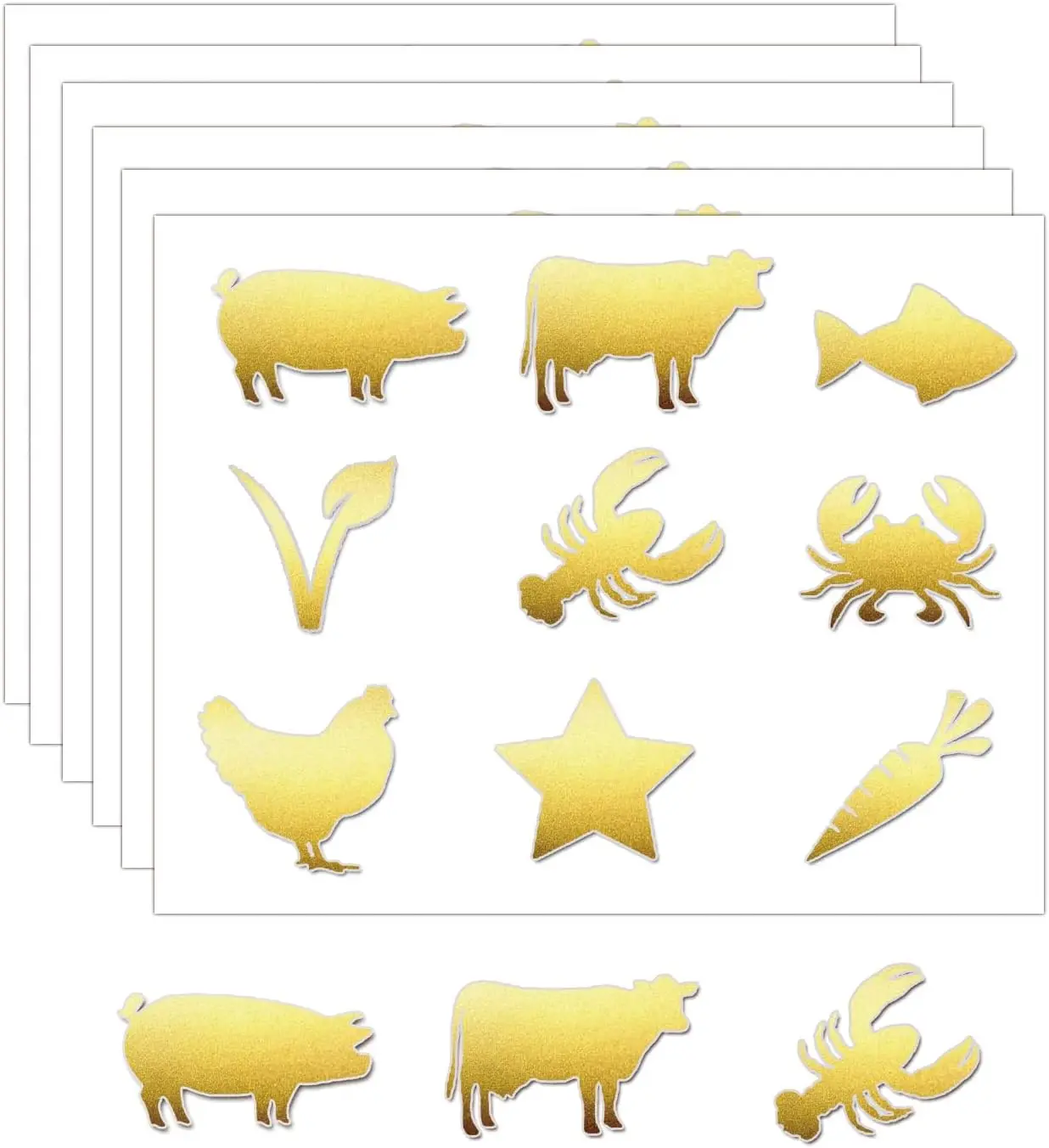 450 pegatinas de comida de boda, pegatinas de selección de comida para tarjetas de lugar de boda, pegatinas de opciones de menú dorado, pollo/suave/pescado