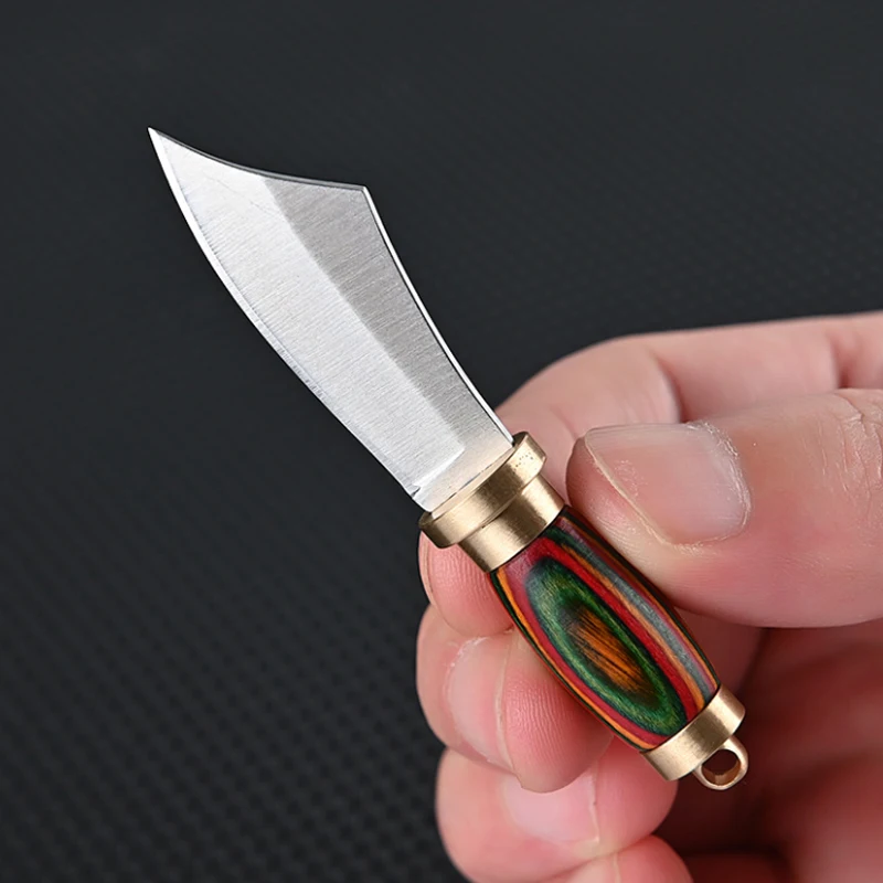 Mini EDC Tool Straight Knife Outdoor Camping Hunting Self Defence Survival Brass Knife High Hardness Military Sharpeners Pocket