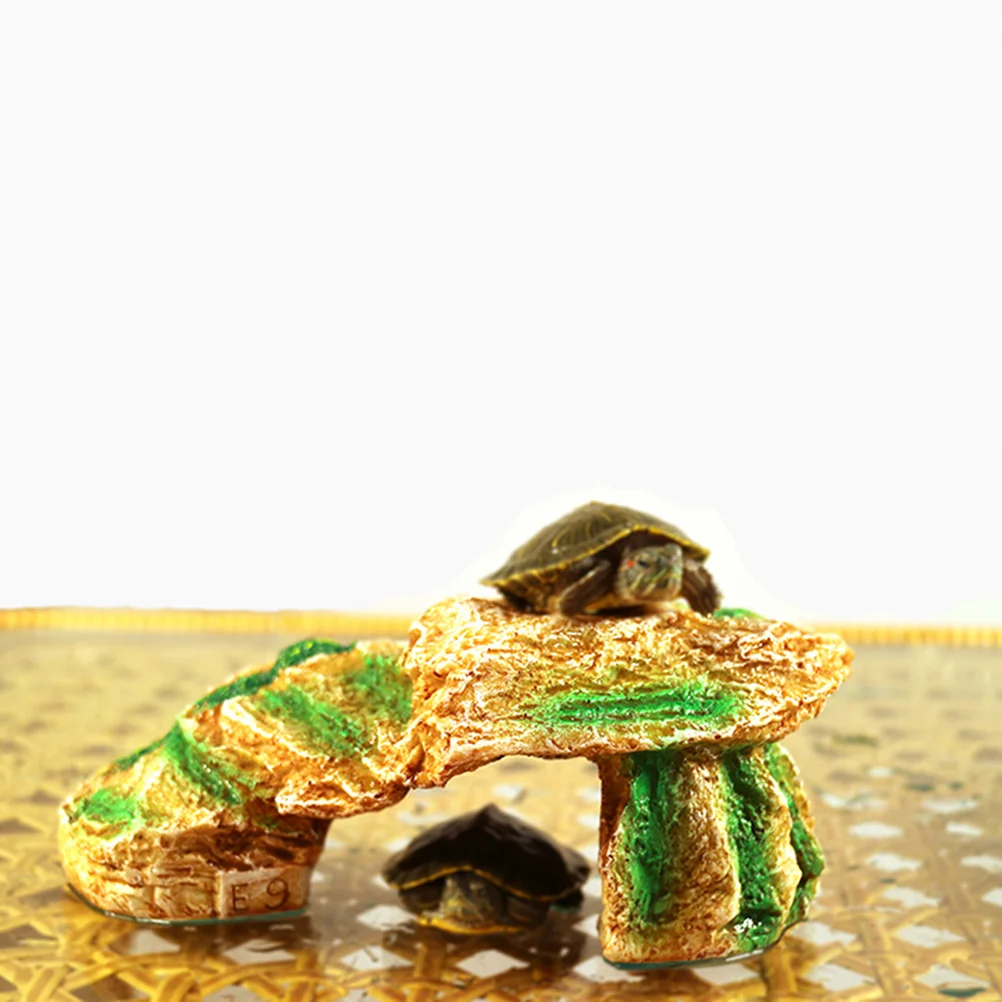 

Tortoise Basking Platform Durable Resin Simulation Design Reptile Habitat Decoration for Aquarium Landscaping Tortoise Terrace