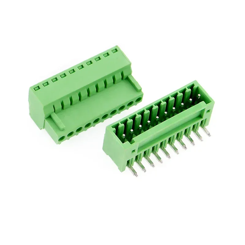 100pcs/lot Green Terminal Block 4P KF2EDGV-2.54mm Straight Bending Pin Seat Welded Male and Female Connector PCB Plug-in Plug