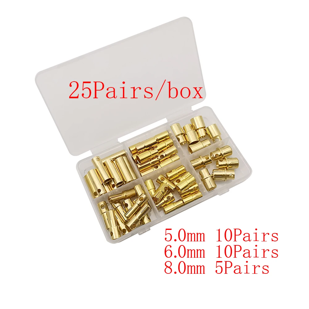 25/40Pairs رصاصة الموز موصل ذكر أنثى 2.0 مللي متر 3.0 مللي متر 3.5 مللي متر 4.0 مللي متر/5.0 مللي متر 6.0 مللي متر 8.0 مللي متر رصاصة الموز التوصيل ل RC بطارية DIY بها بنفسك