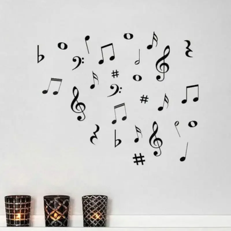 DIY Music Notes Stickers Classroom Kindergarten School Piano Room Home Decoration Wall