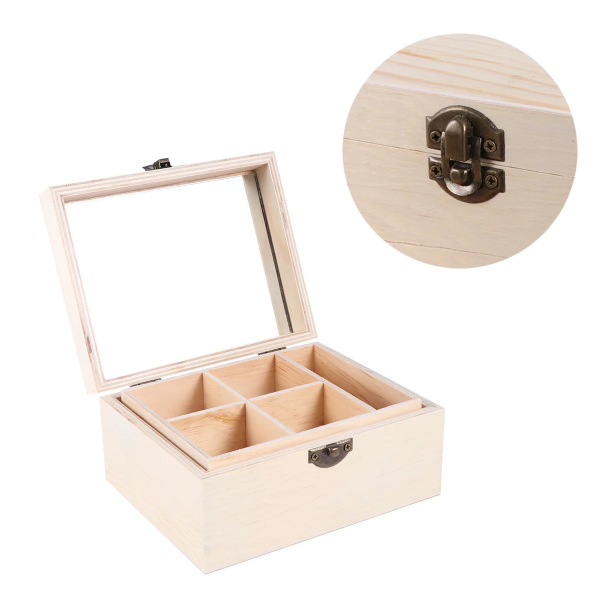 

1Pcs Wooden Jewelry Box Natural Color Double Mirror Durable Ecofriendly Jewelry Organizer Makeup Storage Wooden Dresser