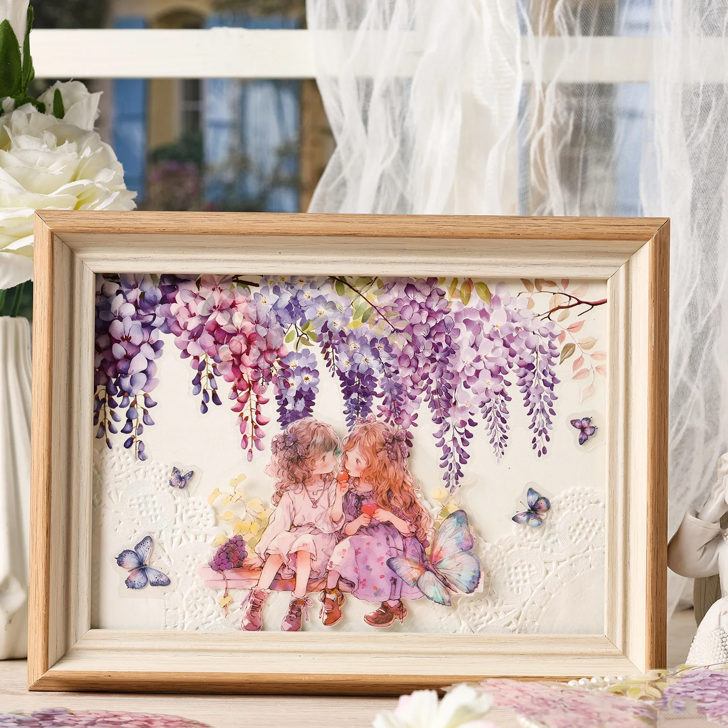 Vintage Full Flowers Beautiful Scenery Material PET Stickers DIY Decals For Scrapbook DIY Handheld Account Stationery Stickers