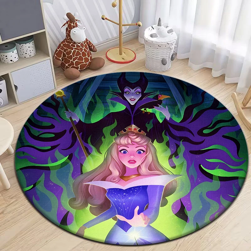 Alfombra redonda de dibujos animados con estampado de princesa HD para niños, sala de estar alfombras para, Camping, Picnic, alfombras para decoración de dormitorio