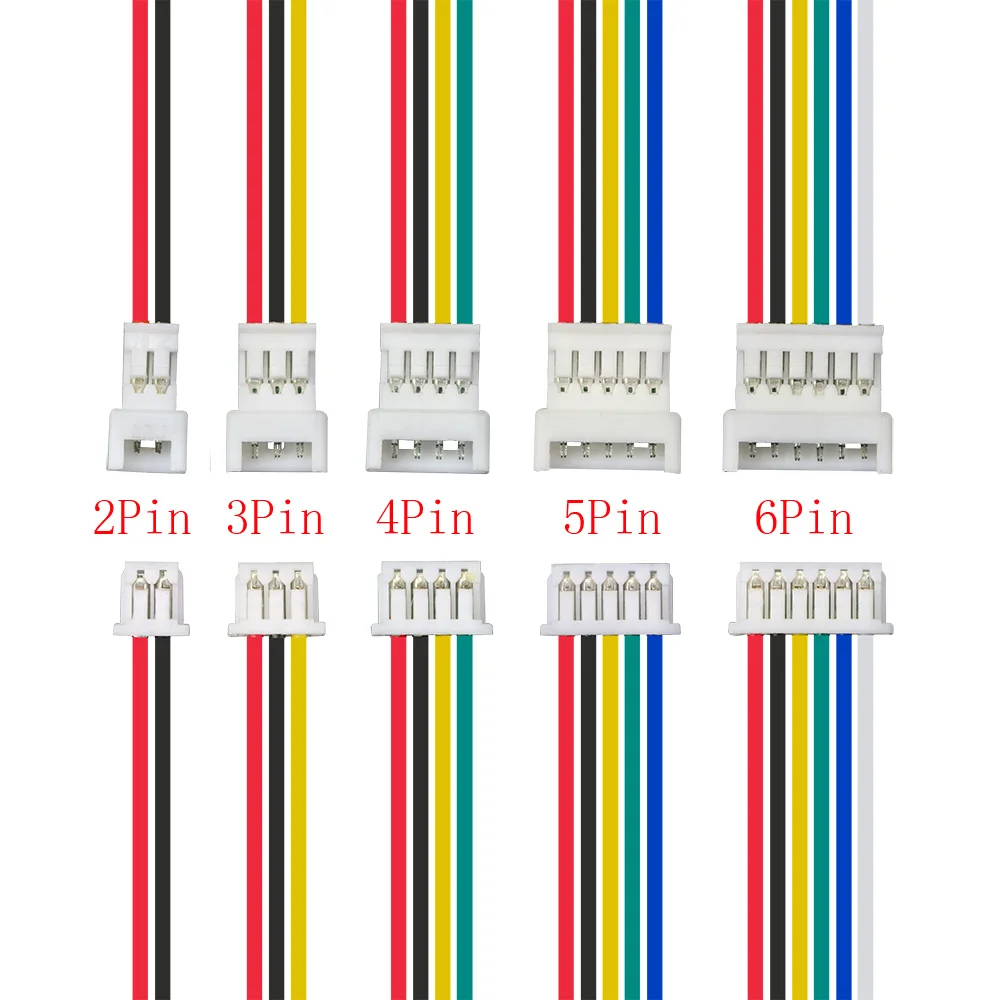 5 Pairs Mini JST 1.25mm Connector Pitch 1.25mm Male Plug Female Jack Socket MX1.25 2P/3/4/5/6 Pin Connectors with Wire Cable