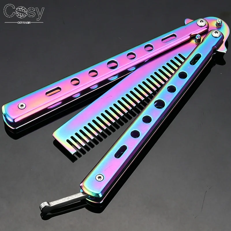 Cuchillo de entrenamiento de mariposa portátil plegable CSGO Balisong, navaja de bolsillo sin cortar, peine de mariposa para herramienta de entrenamiento