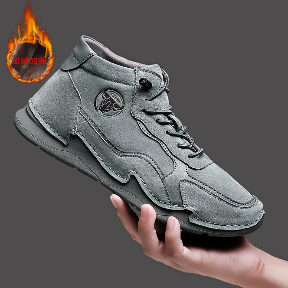 

Outdoor Casual Shoes for Men in Autumn and Winter Leather Men Shoes Durable and Antiskid Large Luxury Men's Shoes platform boots