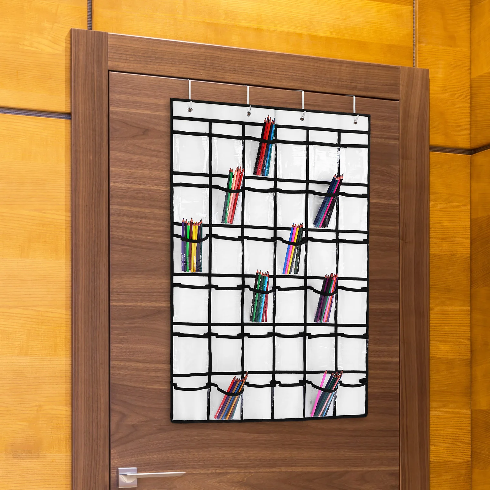 

Large Capacity Transparent PVC Hanging Pockets Wall Closet Storage Label Stickers Durable Space-saving Bedroom Office Classroom