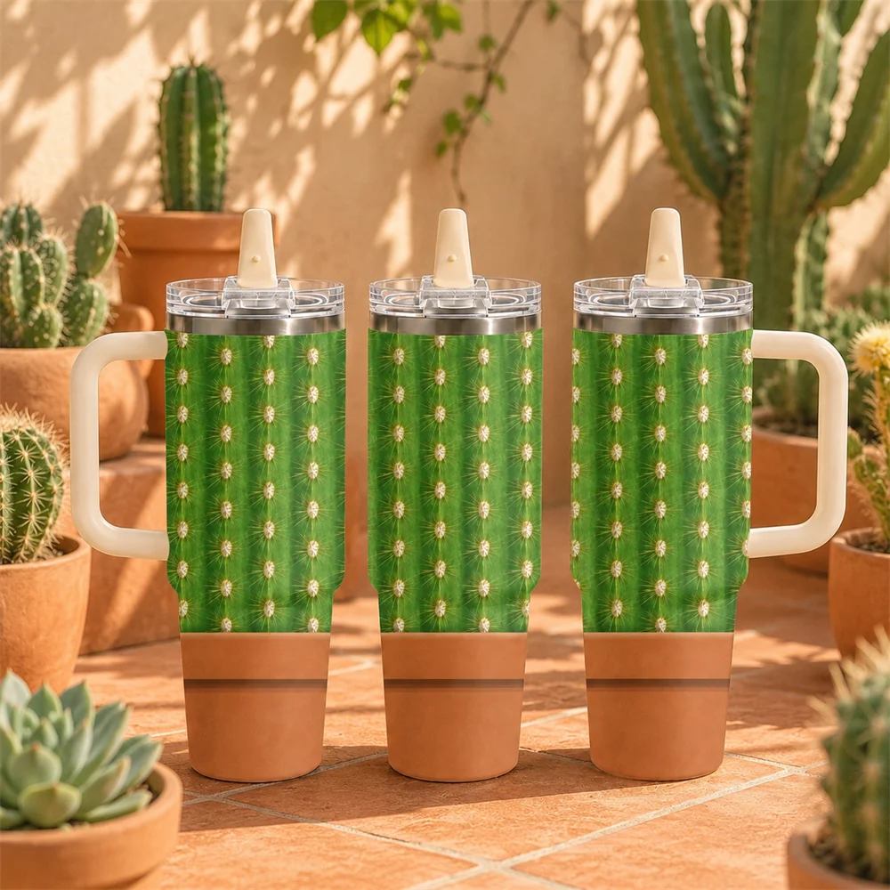 Boho Desert Cactus Vacuum Flasks 40oz Thermal Tumbler with Handle Stainless Steel Vacuum Insulated Water Portable Mug Cup