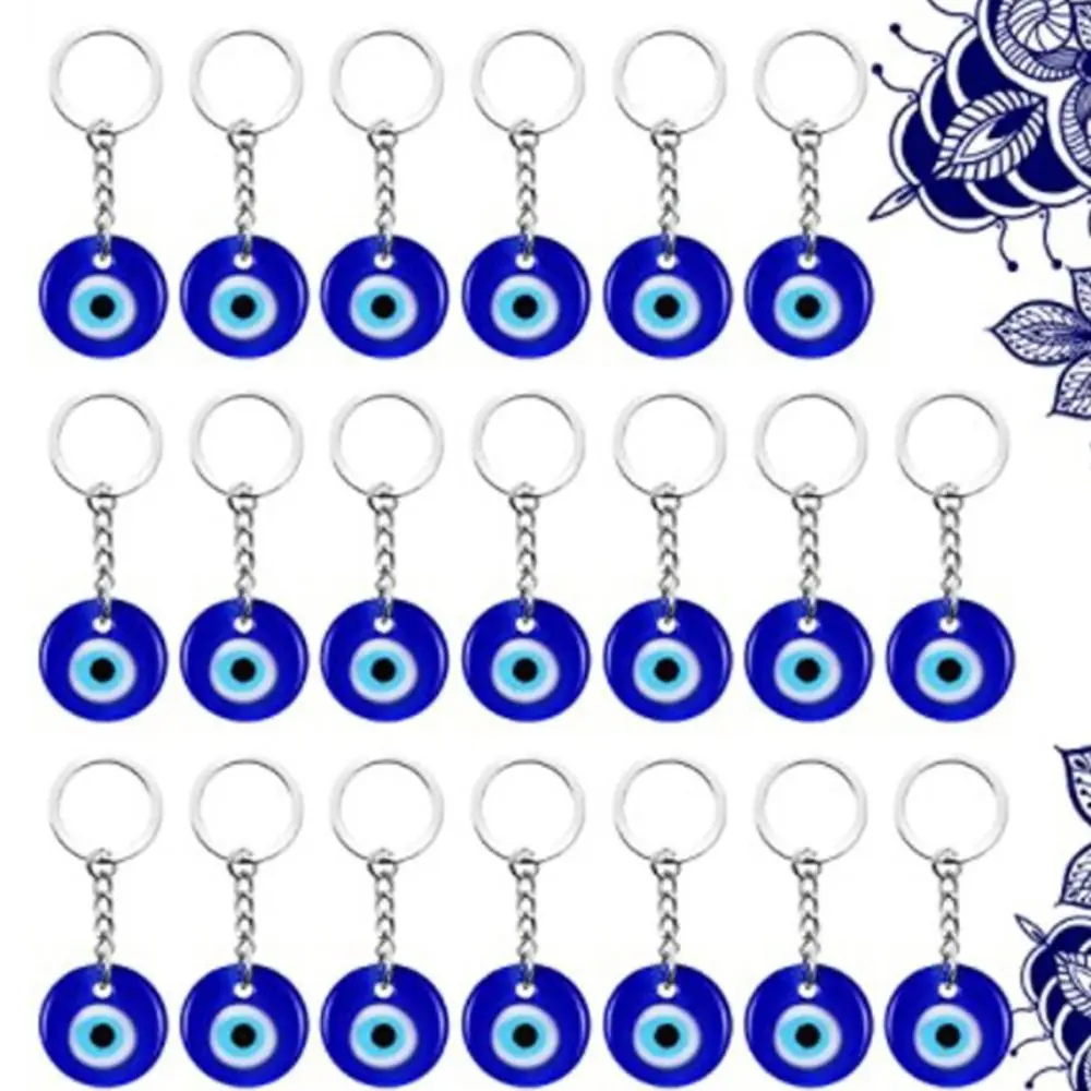 Blue Eye Lucky Eye Keychain Turkey Hand of Fatima Lucky Eye Pendant Metal Ring Tassel Pendant Car Hanging Charm Couple Gifts