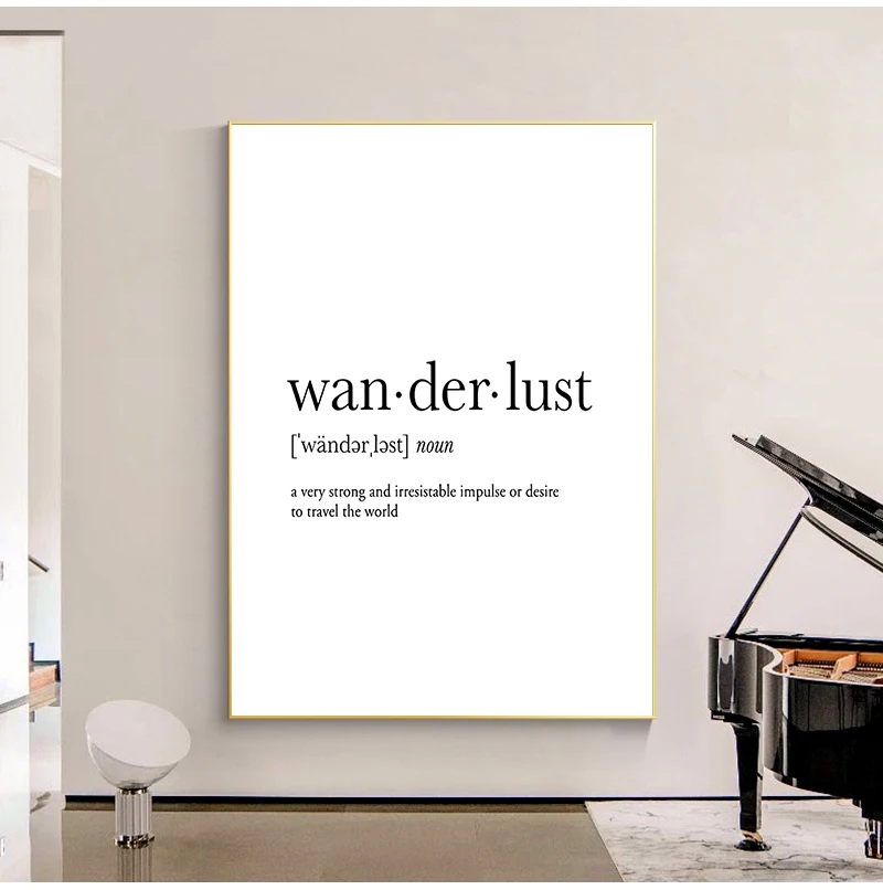 Wanderlust Definition Print Travel Gift College Dorm Decor Dictionary Wall Art Canvas Painting Minimalist Poster Home Decoration