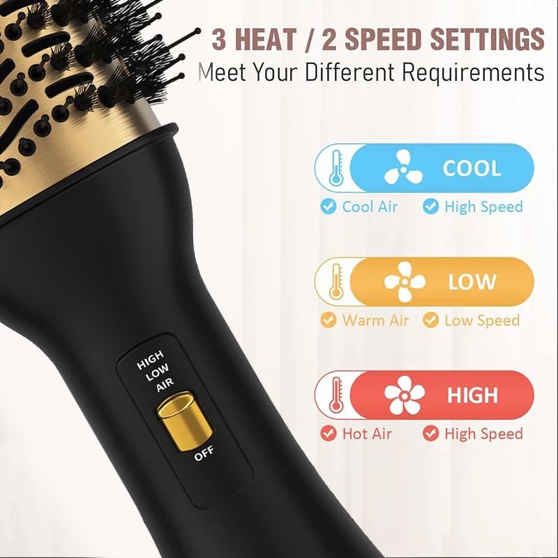 LISAPRO خطوة واحدة فرشاة الهواء الساخن و Volumizer زائد 2.0 مجفف الشعر و مصفف شعر جديد أسود ذهبي مموج الشعر فرشاة