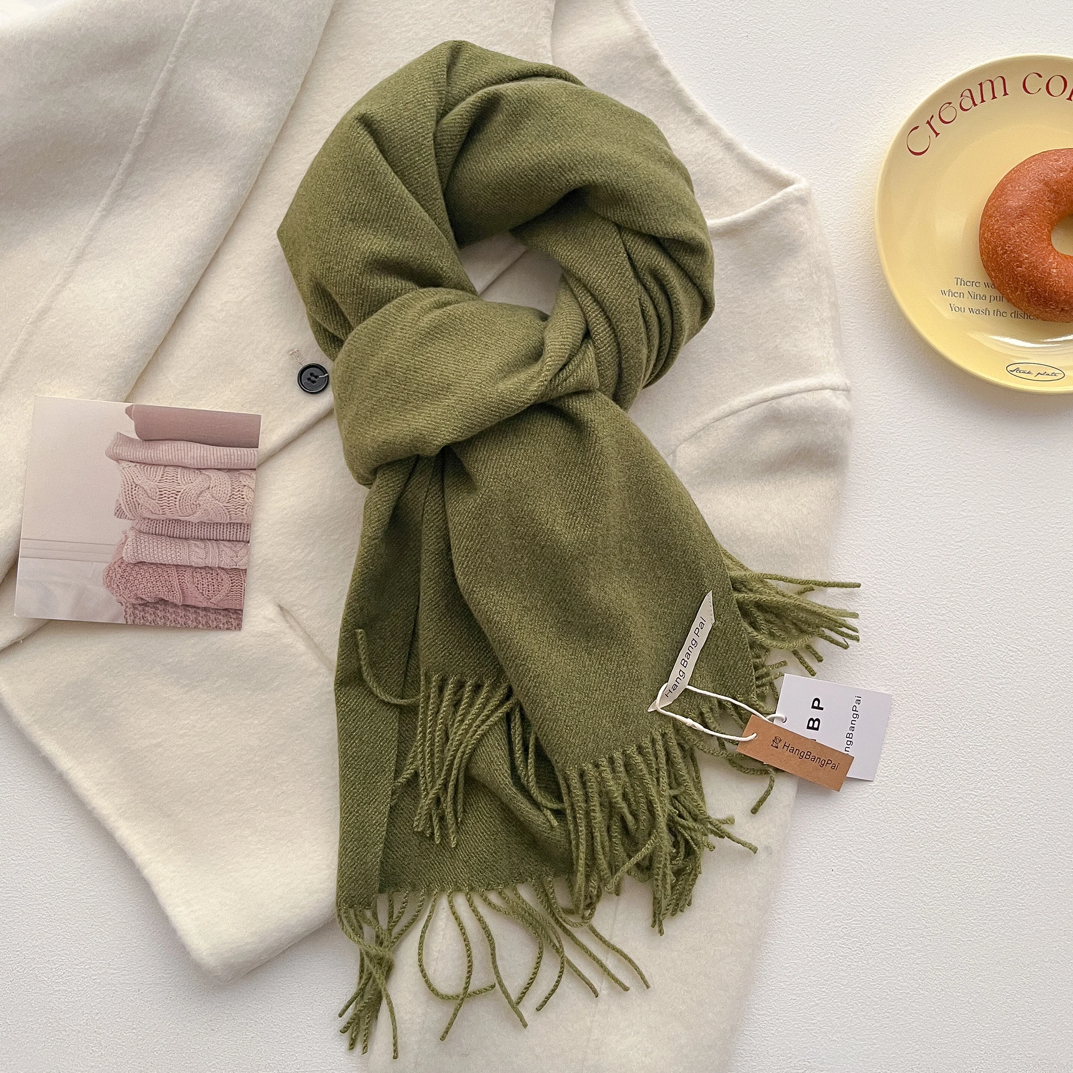 2025 جديد الشتاء وشاح من الصوف للنساء طويل دافئ أوشحة كشميرية الحجاب الصلبة سيدة شال التفاف الإناث الباشمينا باندانا وشاح الرأس