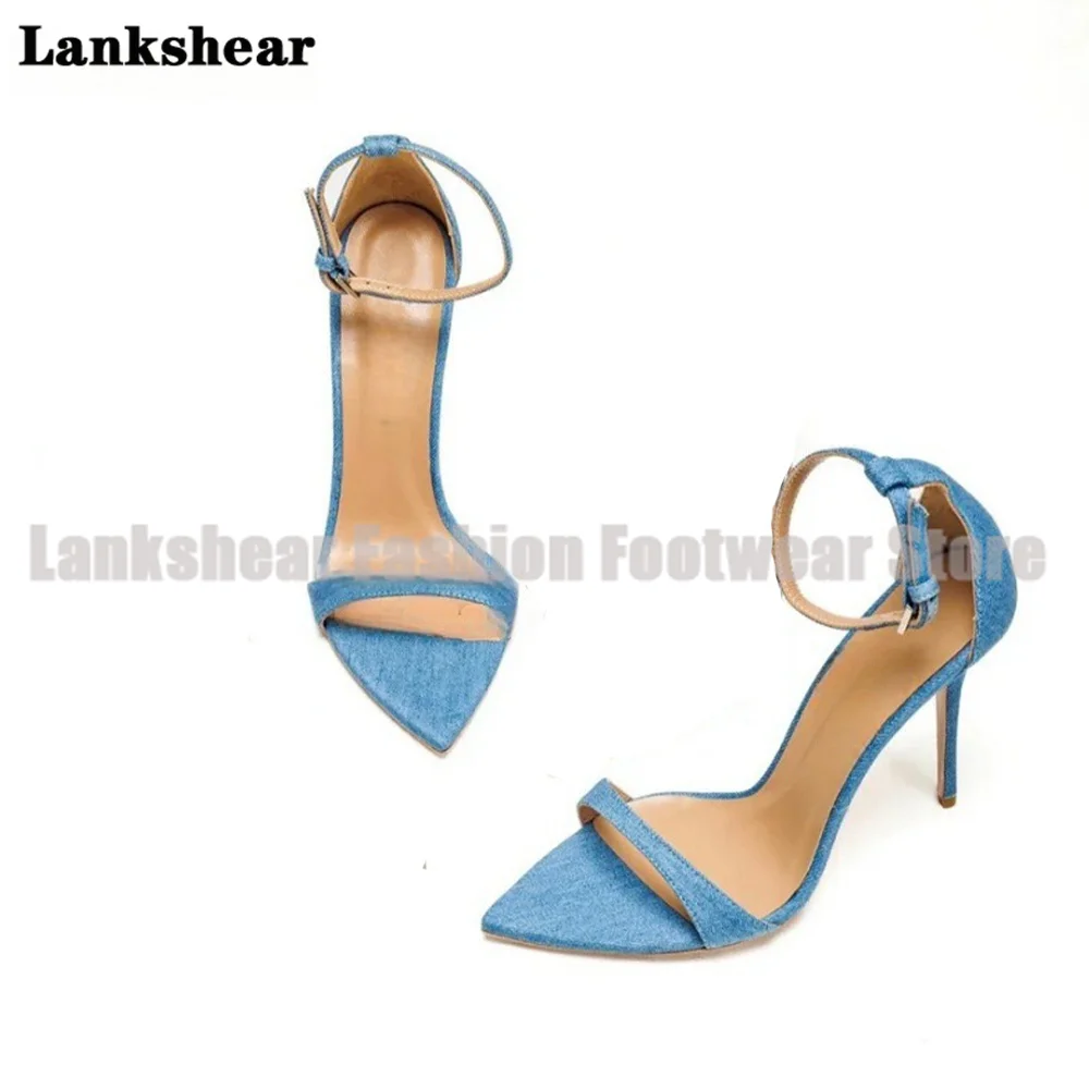 

Sexy Pointy Toe Stiletto Heels Sandals Open Toe Ankle Buckle Strap High Heels Women Shoes Summer Sandalias De Mujer Verano