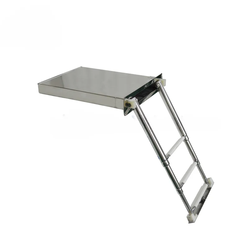 Factory Wholesale Ship Box-Type Swimming Ladder 3-Section/4-Section Retractable Adjustable Stainless Steel Non-Slip Ladder