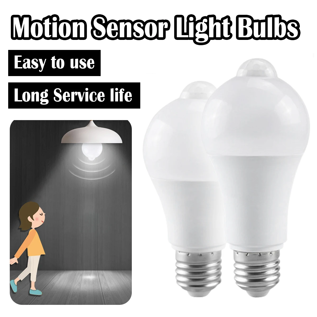 E27 Led Light Bulb 12w 15w 18w Cool White Lamp Pir Sensor Smart Smd2835 Motion Sensor Indoor Bulbs Motion Detector Energy Saving