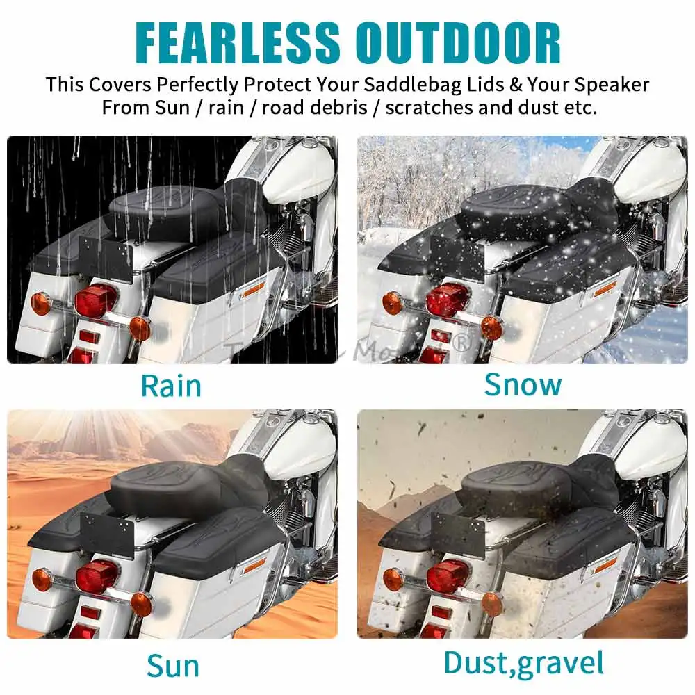 Motorcycle Touring Hard Saddlebags Lid Covers Protector Waterproof For Harley Touring Road King Electra Street Glide CVO 2014-24