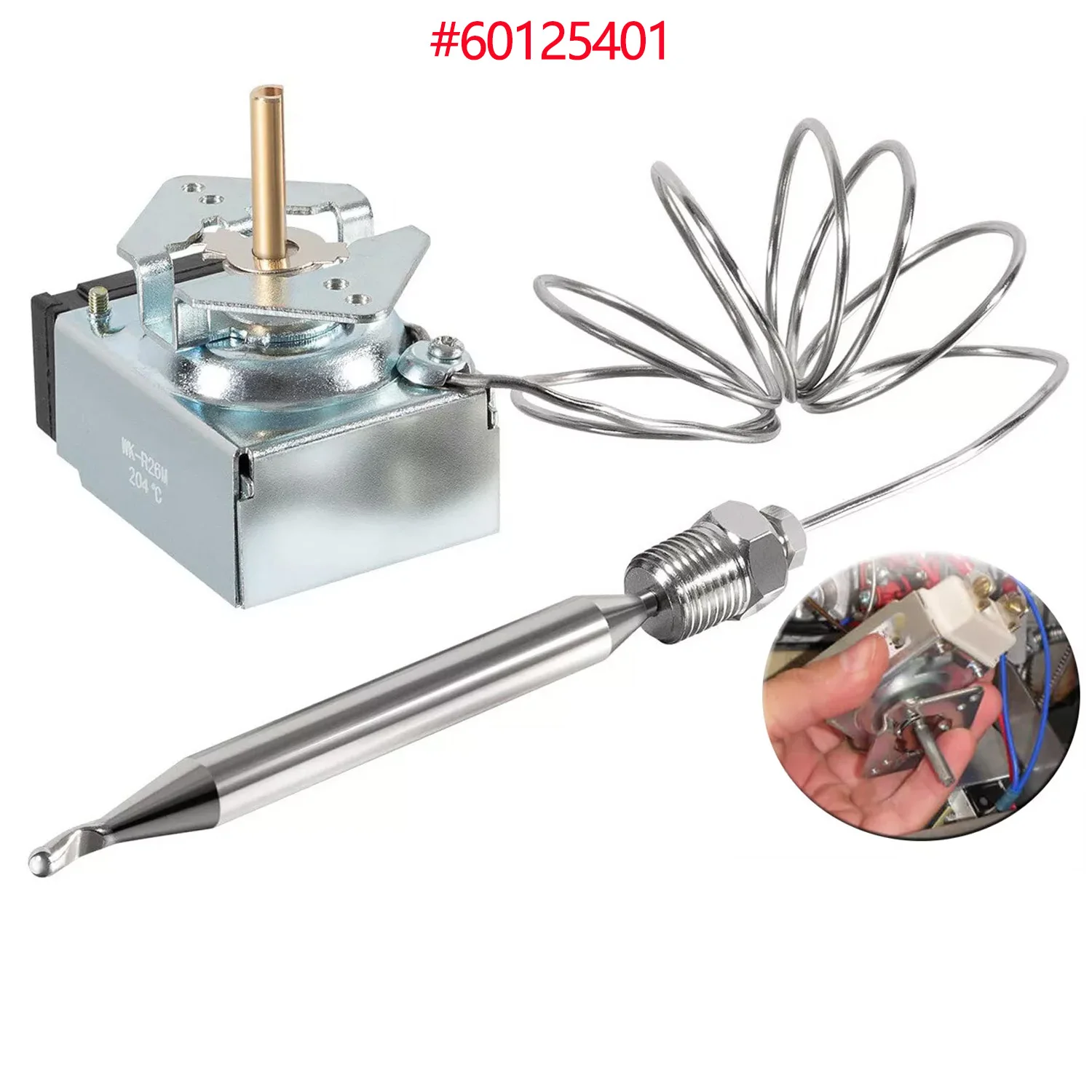 

60125401 Thermostat, 200-400F, Rx Millivolt, Compatible with Brands Pitco, Imperial, Dean, Blodgett Fryers