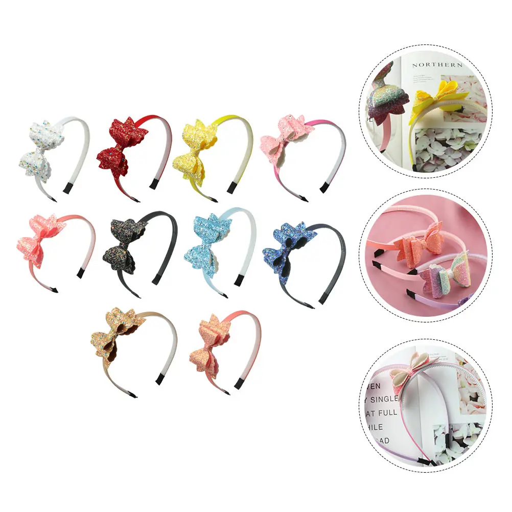 

10 Pcs Headdress Glitter Hair Glitter Hair Wear Wear Bow Headb Hoops Lovely Bowknot Party Accessories Hairstyle Tool