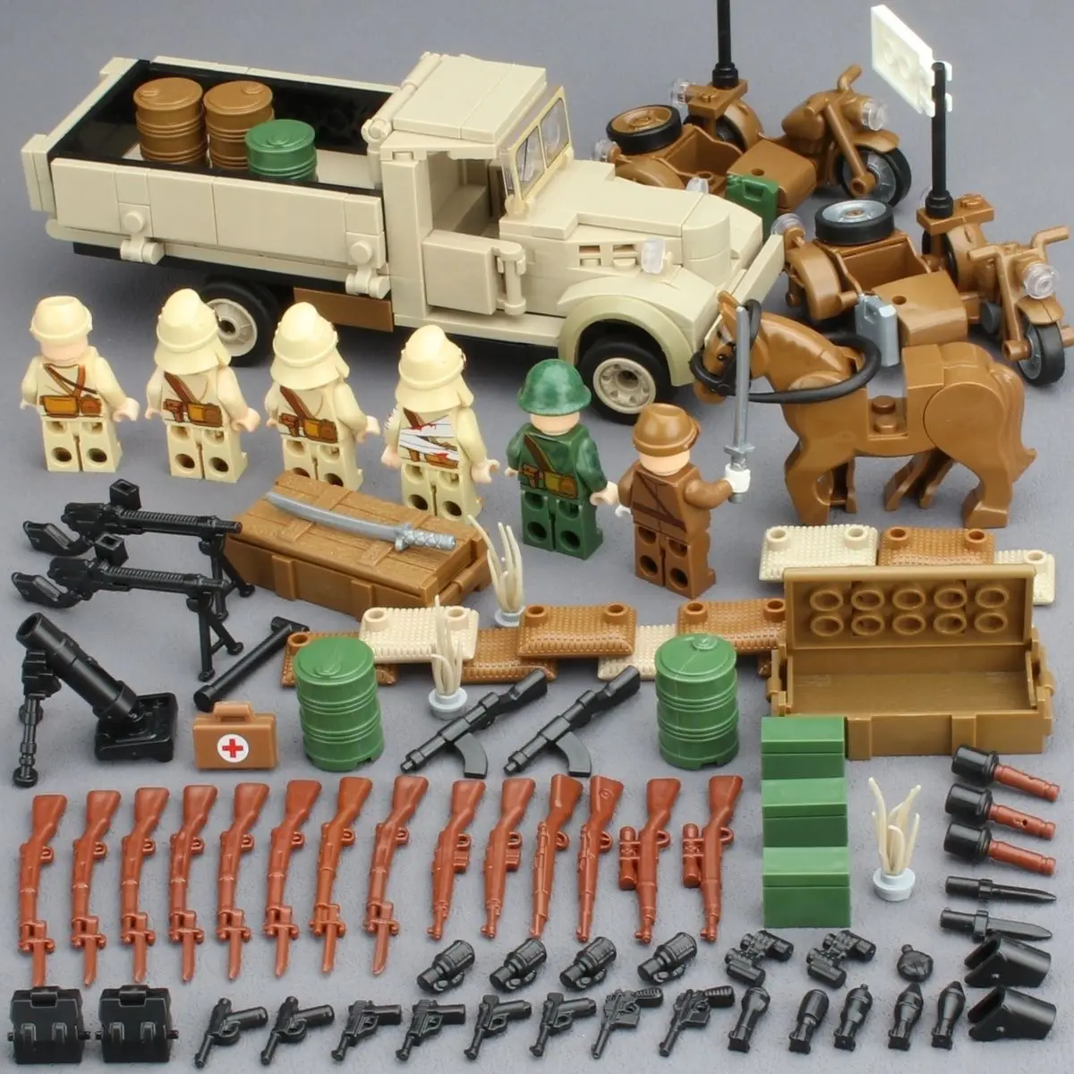WOII Soldaat Japans Leger Militaire Wapens Speelgoedmodel WO2 M25 Zwaar Gepantserd Voertuig Rupsvoertuig Strijd Tank Bouwstenen Speelgoed