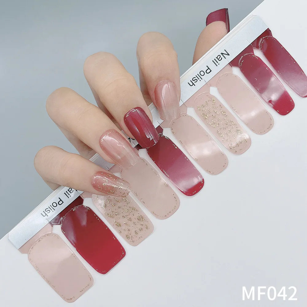 Adesivi per unghie con copertura completa timbrata a 10 dita Nuova lamina calda Flash Pellicola gel per smalto con paillettes Adesivo per unghie duraturo impermeabile