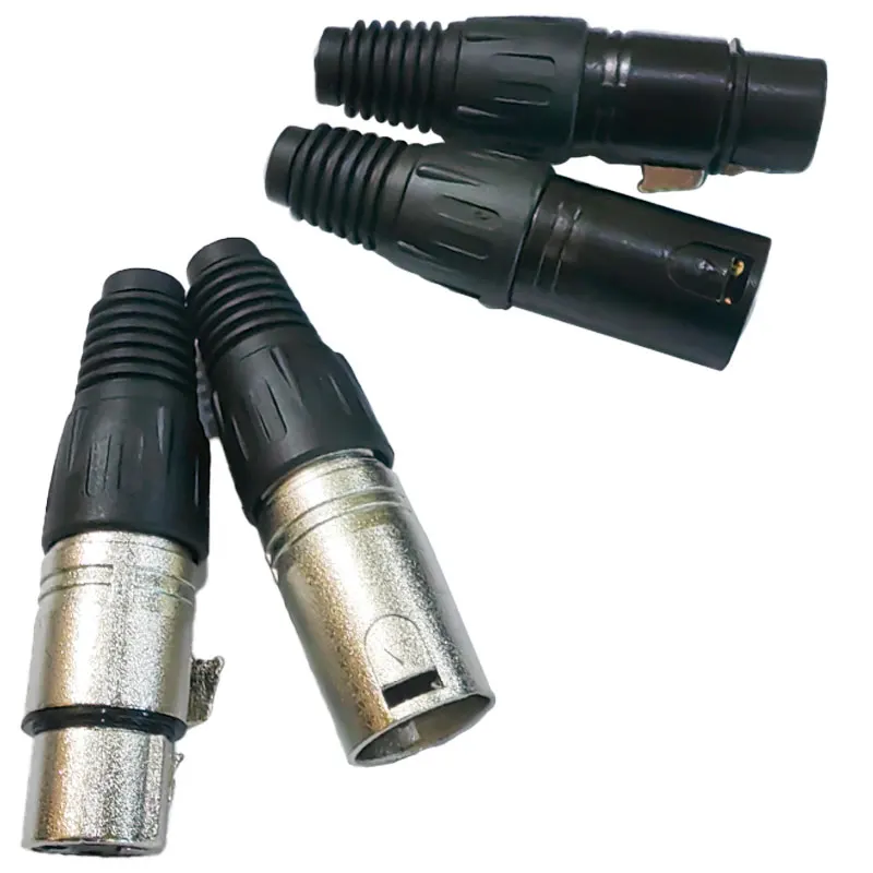 1PCS XLR 3-Pin Male/Female Microphone Audio Cable Plug Connector Cannon MIC Cable Termination Black Silver Microphone Plugs