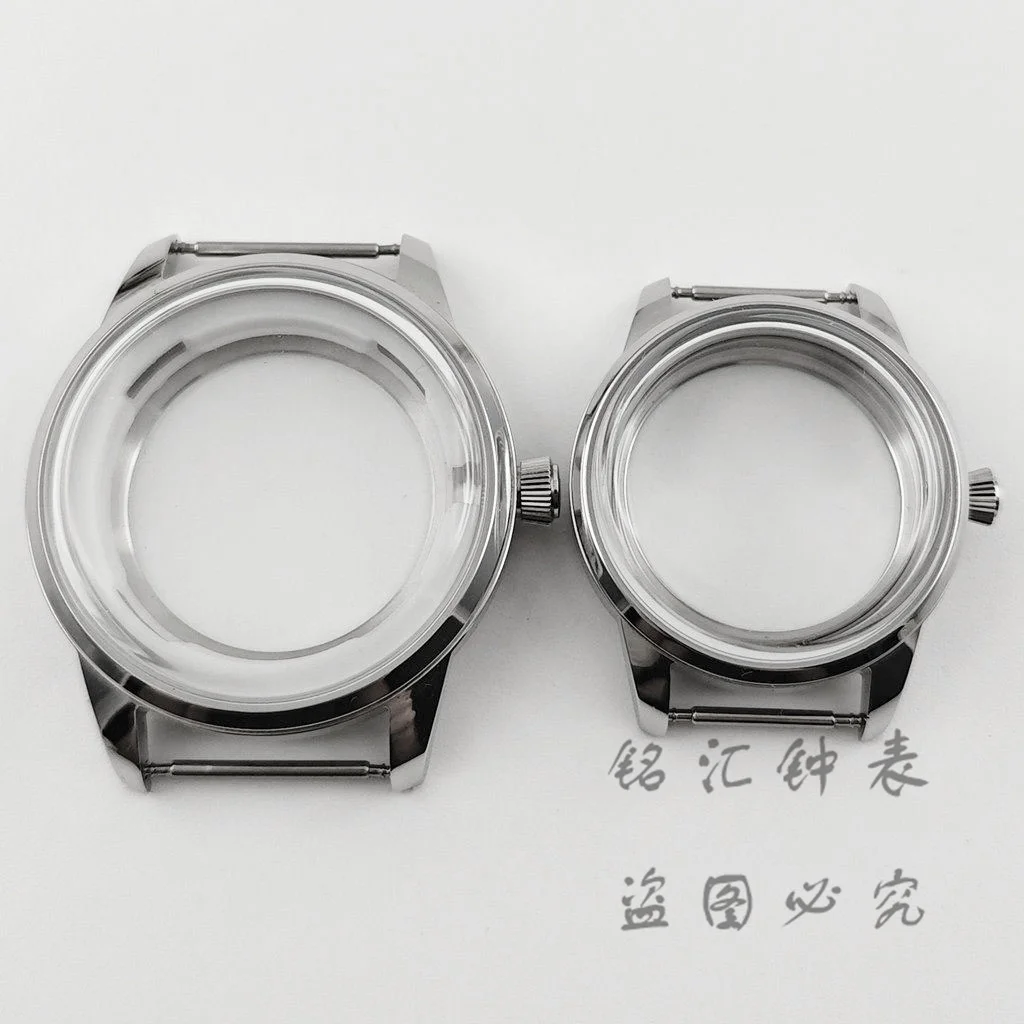 Silver Cocktails Case 33MM/40MM NH35 NH38  Stainless Steel Watch Case Fit 4R35 4R38 Movement Arch Glass Transparent Backcover