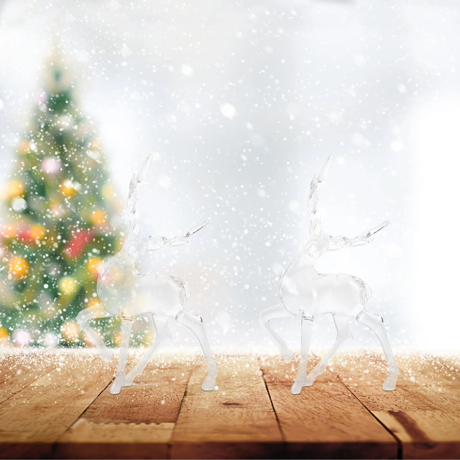 

2Pcs Transparent Sculpture Acrylic Elk Decoration Party Table Ornament Xmas Desktop Deer Ornament Home Decor