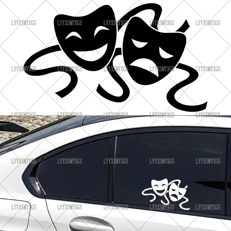 

Self-Adhesive Custom Comedy Tragedy Masks Car Stickers Waterproof Sunscreen Vinyl Decal PVC wholesale Car Accessories