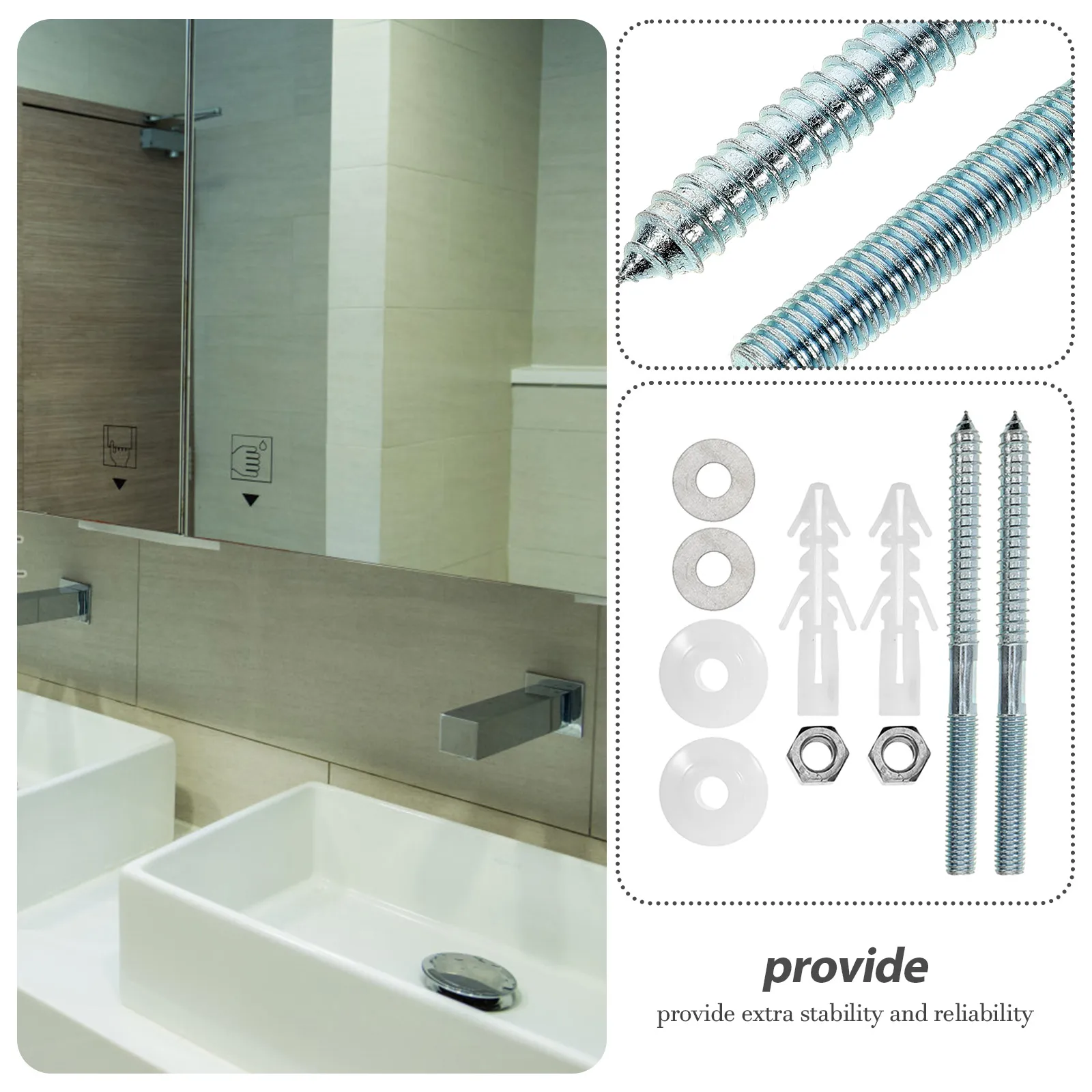 

1 set Adjustable Fixing Screws Durable ABS Iron Kitchen Sink Fastening Set Easy Installation Mounting Tool Replacement for Wash