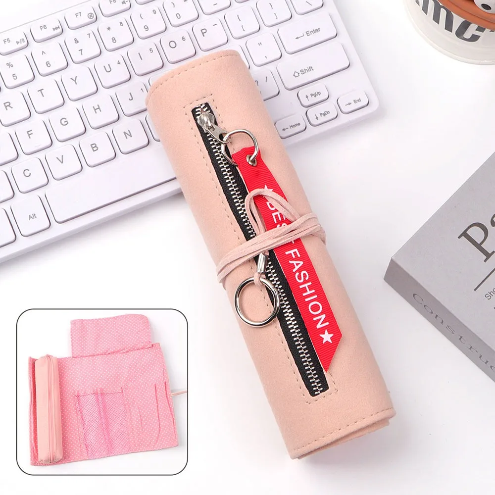

Strap Design Pen Bag Large Capacity Portable Pencil Case Multilayer Pen Curtain School Office