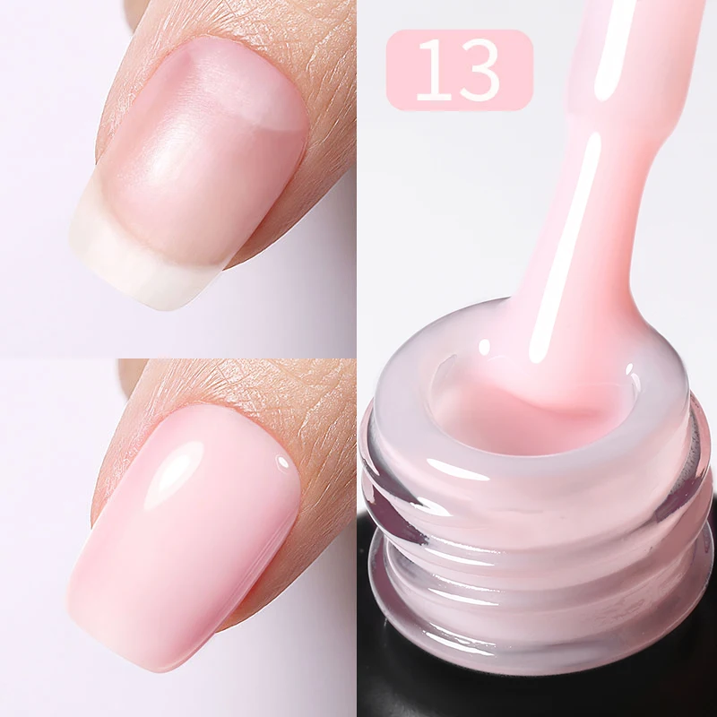 BORN PRETTY Melkachtig Roze Rubberen Basis Gel Nagellak Glitter 15 ml Semi-Permanente Vernis Losweken Zelfnivellerende UV LED Gel