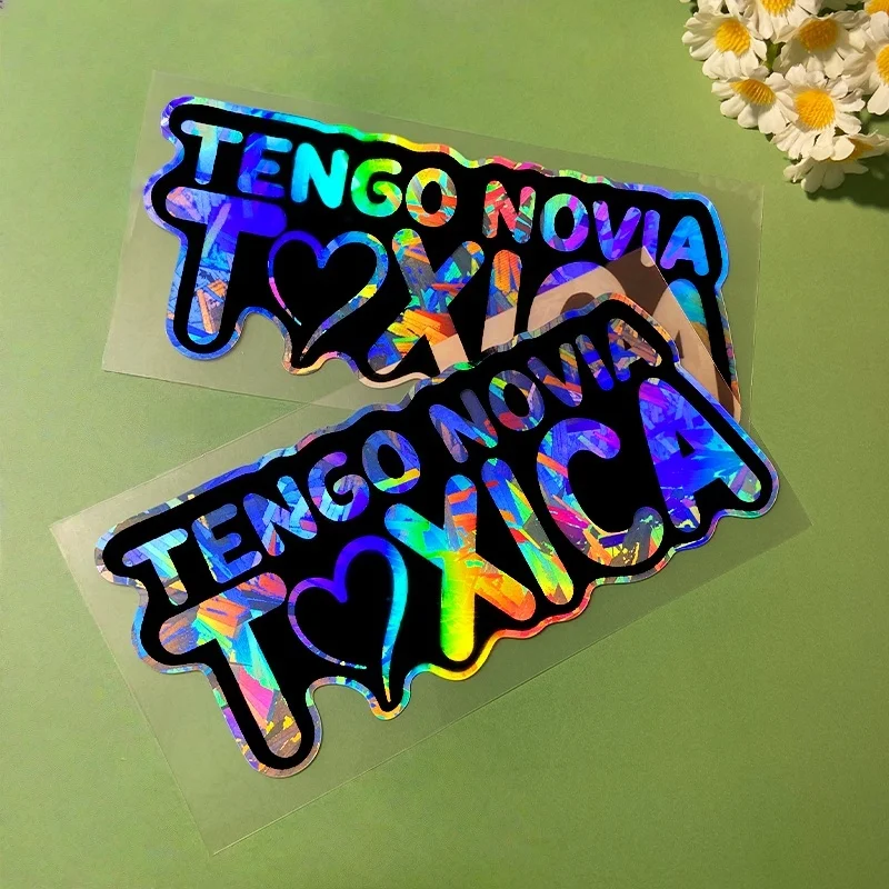 

1Pc TOXICA Holographic Carbon Silver Vinyl Sticker Waterproof Decal for Motorcycle Helmet Fuel Tank