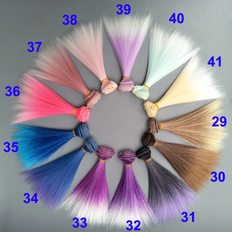 공장 제공 인형 머리 15cm 25cm 핑크 옐로우 퍼플 블루 브라운 컬러 스트레이트 인형 가발, 러시안 핸드메이드 인형 Diy 액세서리