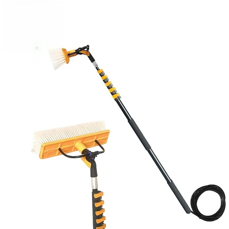 7.5m Dual purpose water pump and faucet Photovoltaic panel cleaning brush telescopic pole manual cleaning tool spray brush