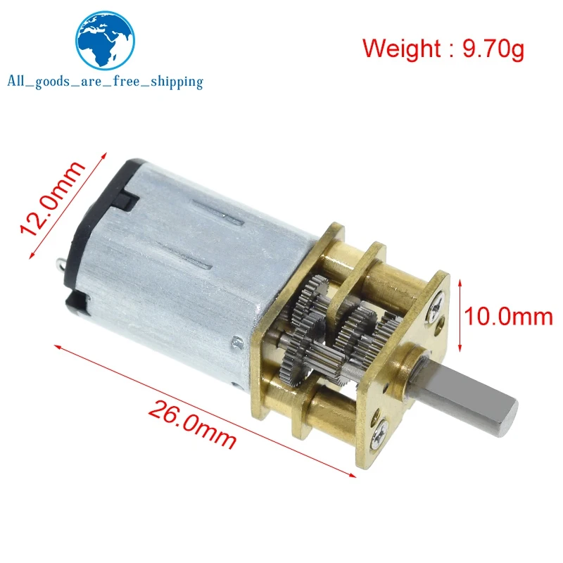 TZT DC 6V 30RPM 200RPM N20 Mini Micro Metal Gear Motor with Gearwheel DC Motors GA12-N20