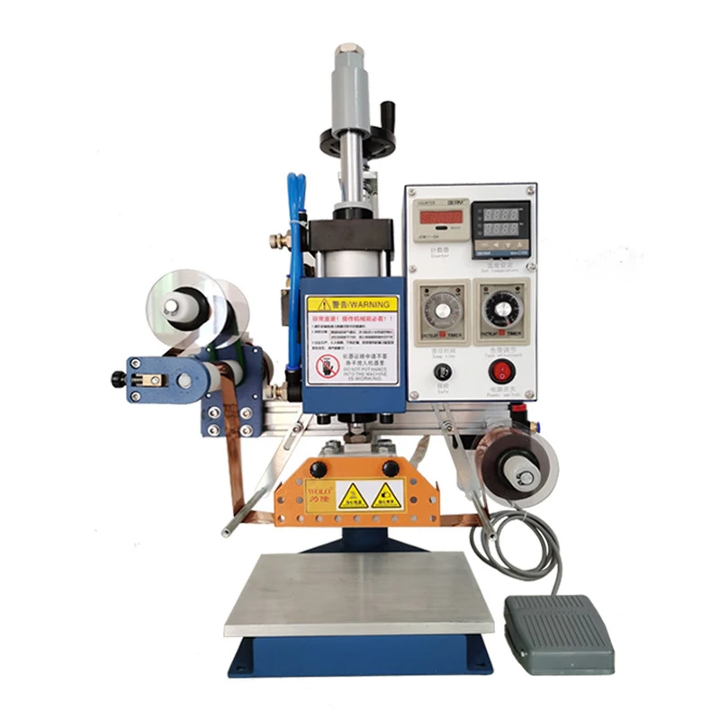 Automatic Roll Paper Pneumatic Hot Stamping Branding Machine For Leather Embossing Logo Business Card Plastic Wood