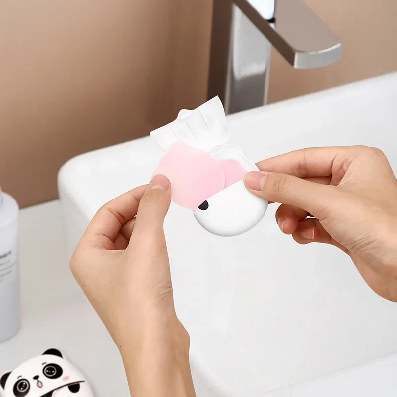 Papel de jabón desechable Panda portátil para lavado de manos, papel de jabón de baño, espuma de fragancia de viaje, jabón de desinfección,