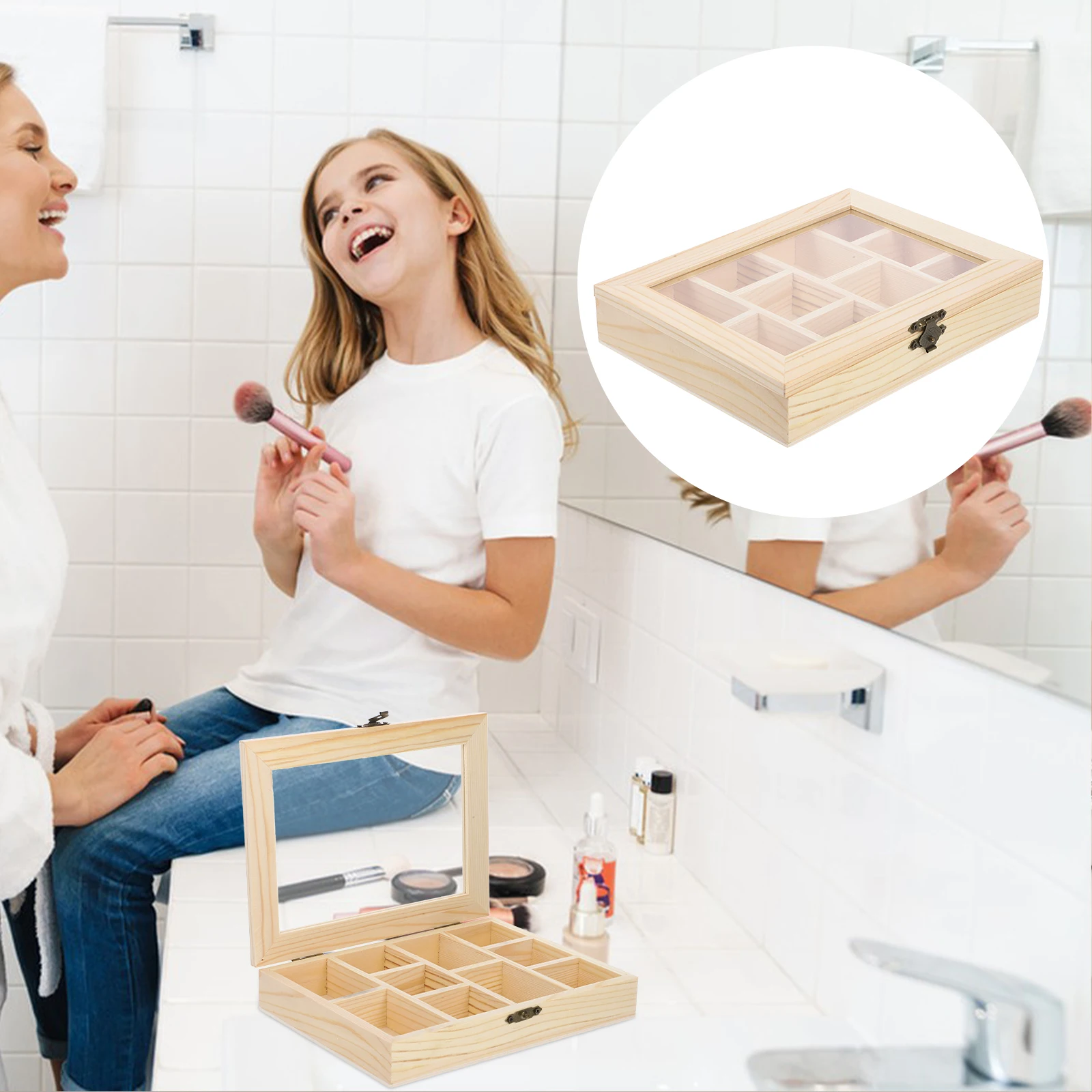 

Creative Diy Kids Unfinished Wooden Jewelry Box With Clear Lid Compartment Storage Organizer For Crafts Wood Box For Diy