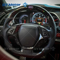 Led Display Real Carbon Fiber Perforated Leather Steering Wheel For Chevrolet Corvette C7  2014 2015 2016 2017 2018