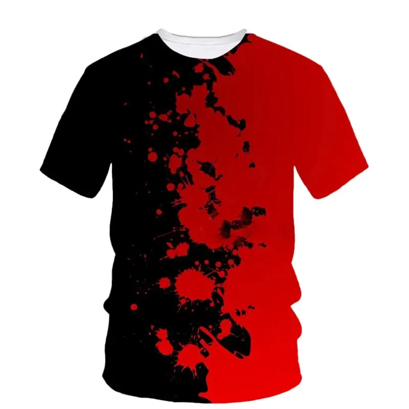 Summer Fake Blood 3D Print T-Shirts Streetwear Men Funny Fashion Harajuku Casual Oversized O-Neck T Shirt Tees Tops Clothing